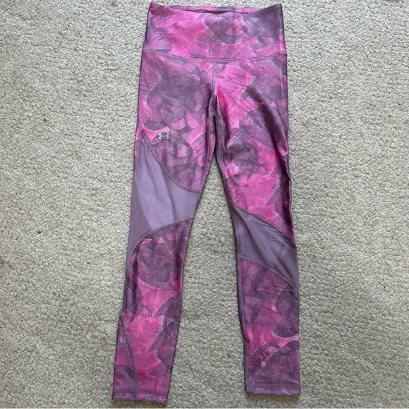 Under Armour Pink And Gray Compression Leggings Women Size XS Athletic Exercise - Picture 1 of 10